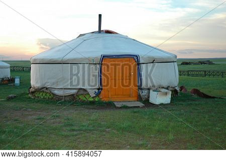 KARAKORUM, MONGOLIA - June 29, 2006: The Urguu Ger Camp in Mongolias Gobi Desert. 