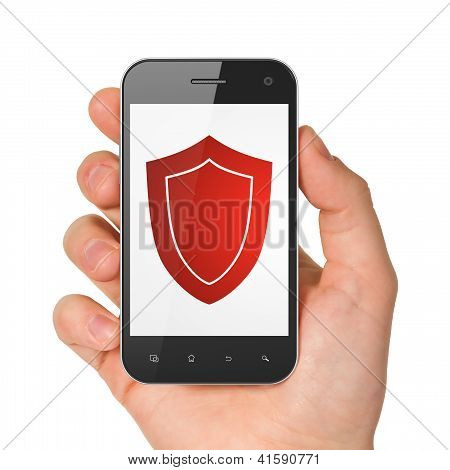 Protection concept: smartphone with Shield.