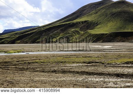 Landmannalaugar / Iceland - August 15, 2017: The Mountains Near Landmannalaugar Park, Iceland, Europ