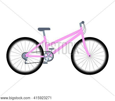 Female Bike. Vector Illustration In Flat Style On White Isolated Background.
