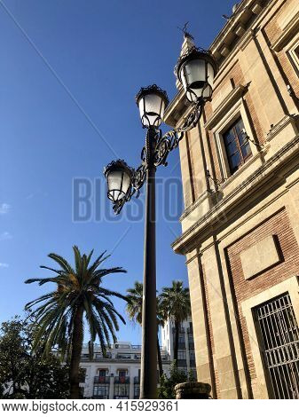 Seville, Spain - 2019: The Indian Archives Building In Seville, An Unesco Heritage Site, Archivo Gen