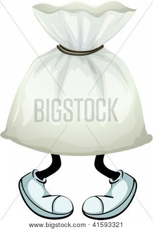 흰색 바탕에 파우치 백의 그림