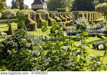 Eyrignac, France - September 2, 2018: The Picturesque Jardins Du Manoir D Eyrignac In Dordogne. Fran