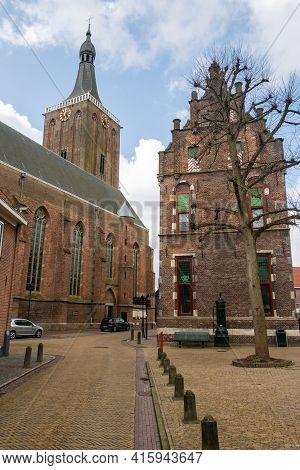 The Center Of Hasselt, An Ancient Hanseatic Town With Beautiful Medieval Houses And Old Canals, Prov