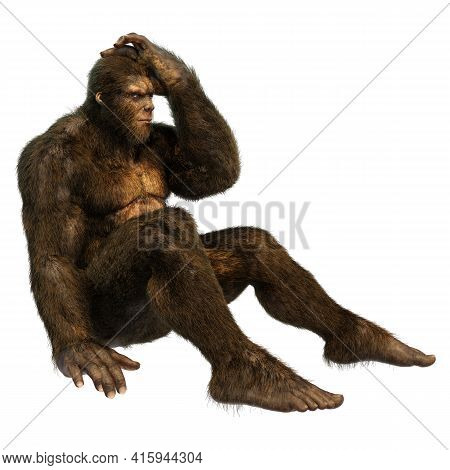 3D Rendering Sasquatch On White