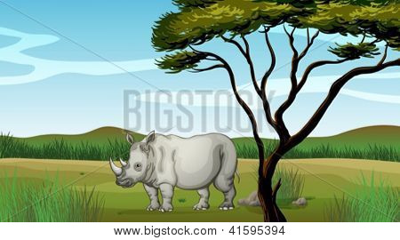 Illustration av en tjur i skogen