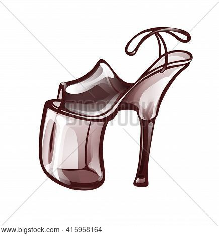 Pole Dance Shoe Icon In Monochrome Brown Colors