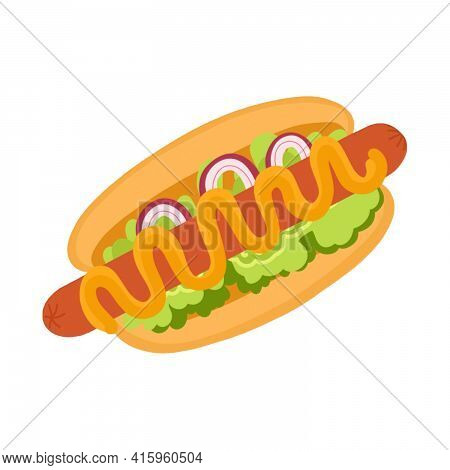 A Vivid Illustration Of A Juicy Appetizing Hot Dog