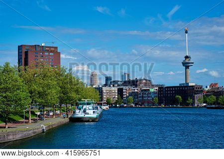 Rotterdam cityscape with Euromast observation tower