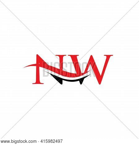 Initial Nw Letter Linked Logo Vector Template. Swoosh Letter Nw Logo Design. Nw Logo Design Vector