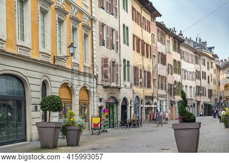 Street With Historical Houses In Chambery City Center, France