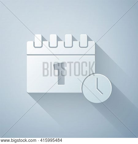 Paper Cut Calendar With First September Date Icon Isolated On Grey Background. September 1. Date And