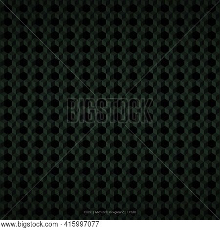 Dark Green Cube Abstract Square Background. Cube Pattern Background. Vector Illustration