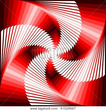 Design Colorful Vortex Movement Illusion Tetragon Geometric Background. Abstract Stripe Distorted Te
