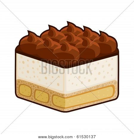 Dessert Tiramisu with Amaretto Isolated on White