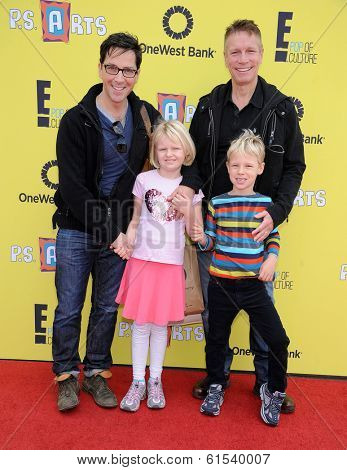 LOS ANGELES - NOV 17:  Dan Bucatinsky, Don Roos, Jonah Bucatinsky and Eliza Bucatinsky arrives to the P.S. Arts Express Yourself 2013  on November 17, 2013 in Santa Monica, CA                
