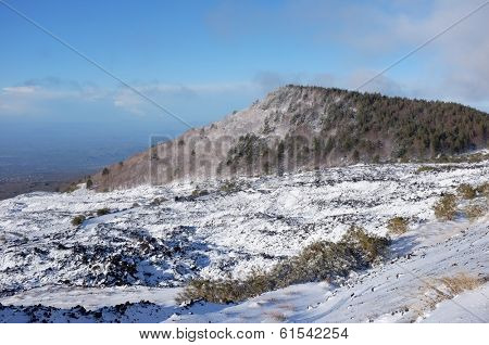 Vetore Mount (1823m) in Etna Park Snowy, Sicily