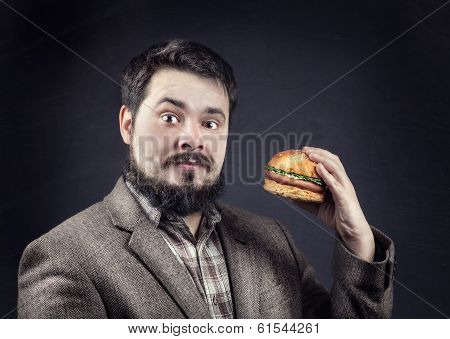 Man With Hamburger