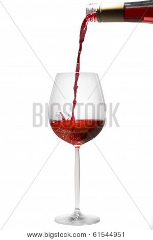 pouring red wine in a glass