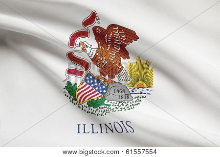 Series Of Ruffled Flags. State Of Illinois.