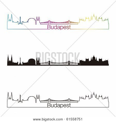 Budapest Skyline Linear Style With Rainbow