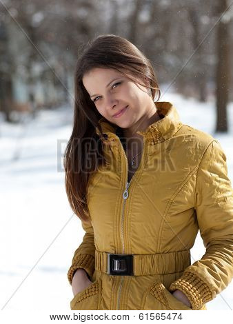Portrait of a beautiful girl in the early springr. Spring girl.