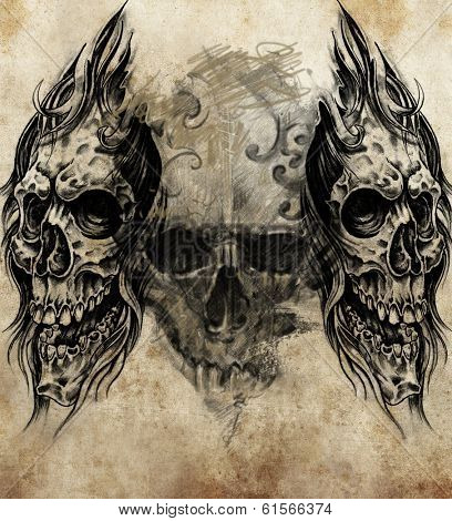 Sketch of tattoo art, handmade illustration