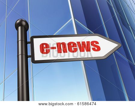 News concept: E-news on Building background