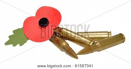 Remembrance Day Poppy And Bullets