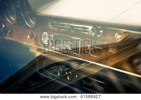 Retro interior of old vintage car
