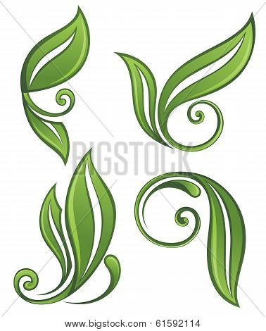 Green leaves set