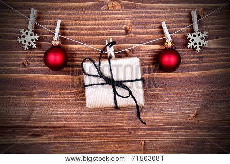 Christmas Gift And Decoration On A Line