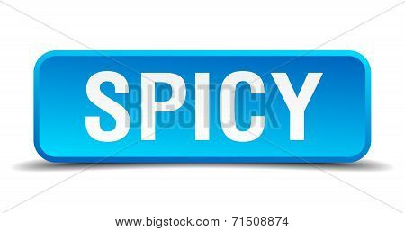 Spicy Blue 3D Realistic Square Isolated Button