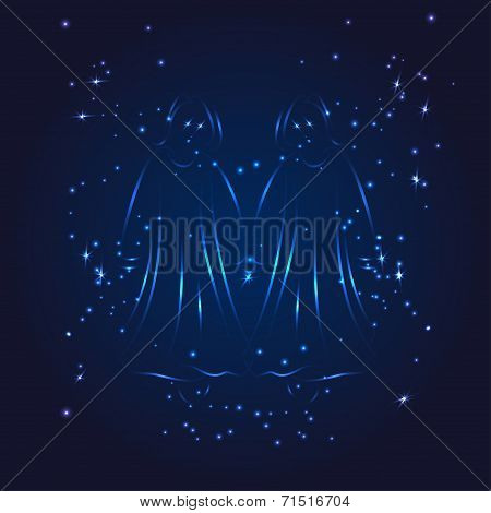 Gemini zodiac whith glitter star
