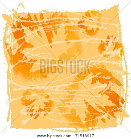 Watercolor image of autumn orange leaf of maple
