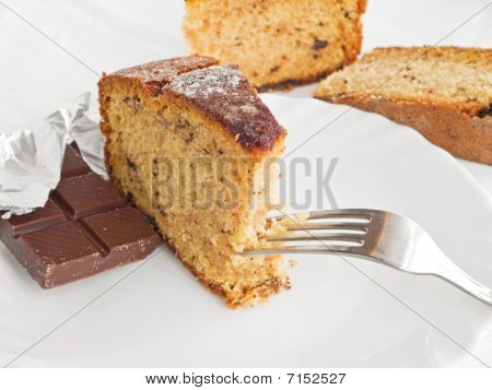 Chokolade kage udsnittene på morgenmad.