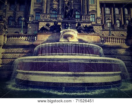 Fountain before National museum in Prag