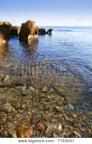 蓝色地中海海景和岩石在拉斯维加斯调职