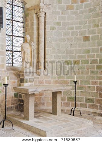Statue In Church-abbey Of Mont Saint Michel.