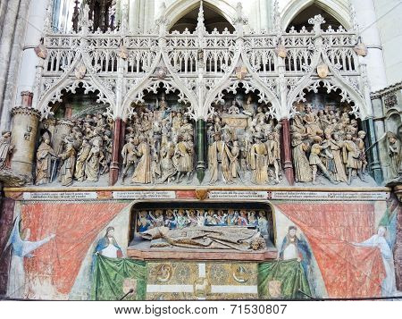 Decorated Tomb In Amiens Cathedral, France