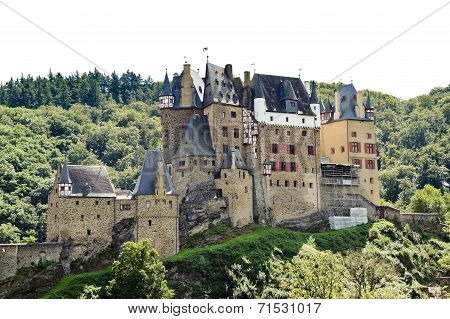 Castle Eltz On Green Hill Above Mosel River