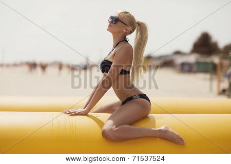Sexy bikini girl posing at beach