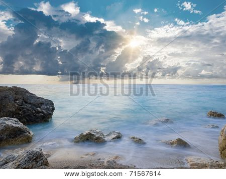 The famous Kathisma beach in Lefkada Greece