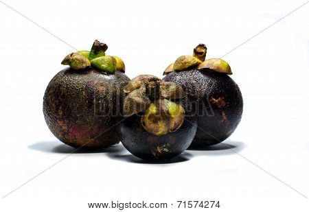 ripe mangosteen isolated on white background