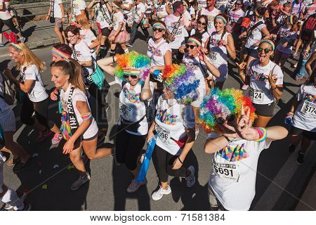 Thousands Of People Take Part In The Color Run 2014 In Milan, Italy