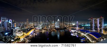 Singapore Panorama Cityscape At Night