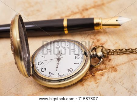 Fountain Pen And Pocketwatch