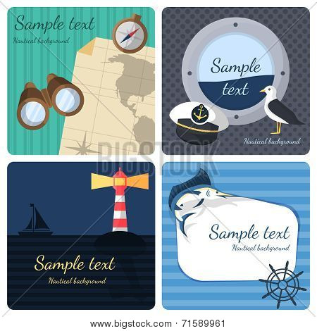 Nautical mini posters set