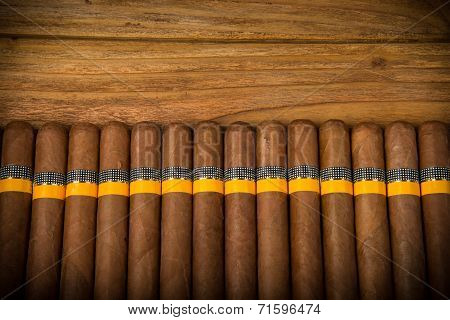 Cigars On Rustic Table