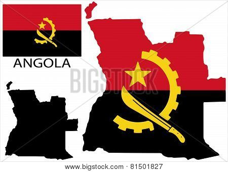 Angola - Map and flag vector